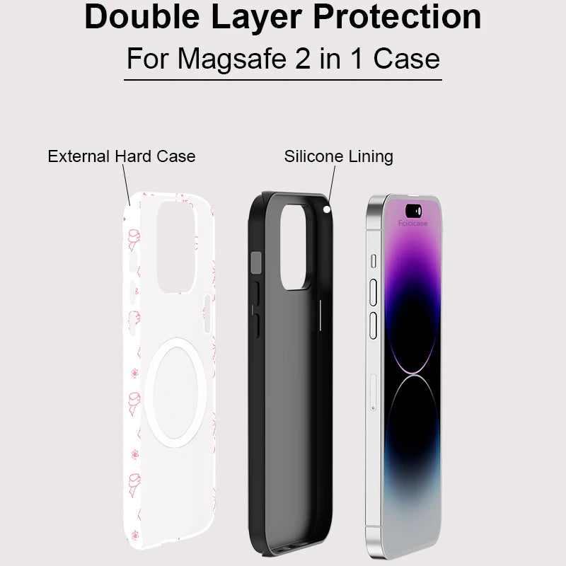 Fcicicase Bow Knots Phone Case For iPhone 17 Air 15 16 14 Plus 13 12 11 Pro Max For Magsafe Wireless Charger Magnetic Cover