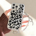 Leopard Diamond Phone Case For iPhone 17 Pro Max 11 13 16 15 14 12 Air 17promax Transparent Shockproof Cover Funda With Lanyard