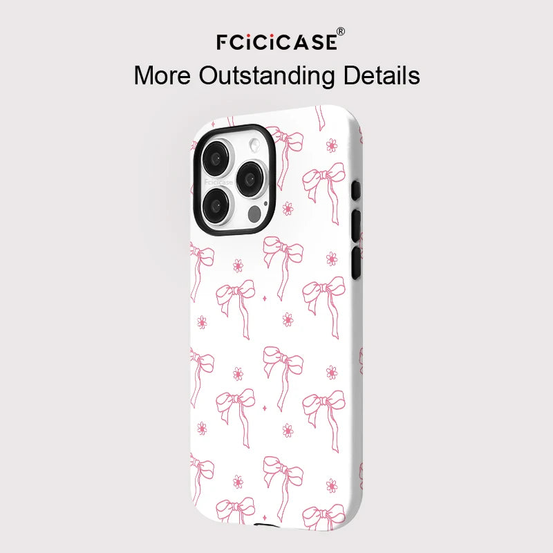 Fcicicase Bow Knots Phone Case For iPhone 17 Air 15 16 14 Plus 13 12 11 Pro Max For Magsafe Wireless Charger Magnetic Cover