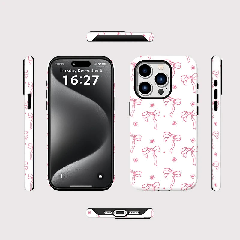 Fcicicase Bow Knots Phone Case For iPhone 17 Air 15 16 14 Plus 13 12 11 Pro Max For Magsafe Wireless Charger Magnetic Cover