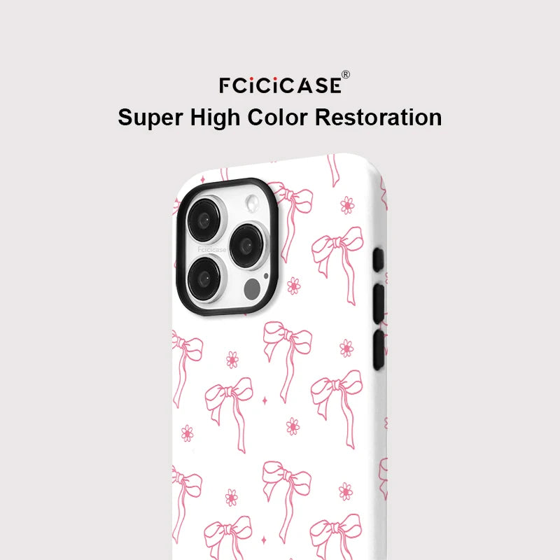 Fcicicase Bow Knots Phone Case For iPhone 17 Air 15 16 14 Plus 13 12 11 Pro Max For Magsafe Wireless Charger Magnetic Cover