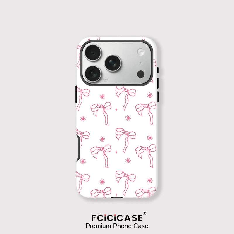 Fcicicase Bow Knots Phone Case For iPhone 17 Air 15 16 14 Plus 13 12 11 Pro Max For Magsafe Wireless Charger Magnetic Cover